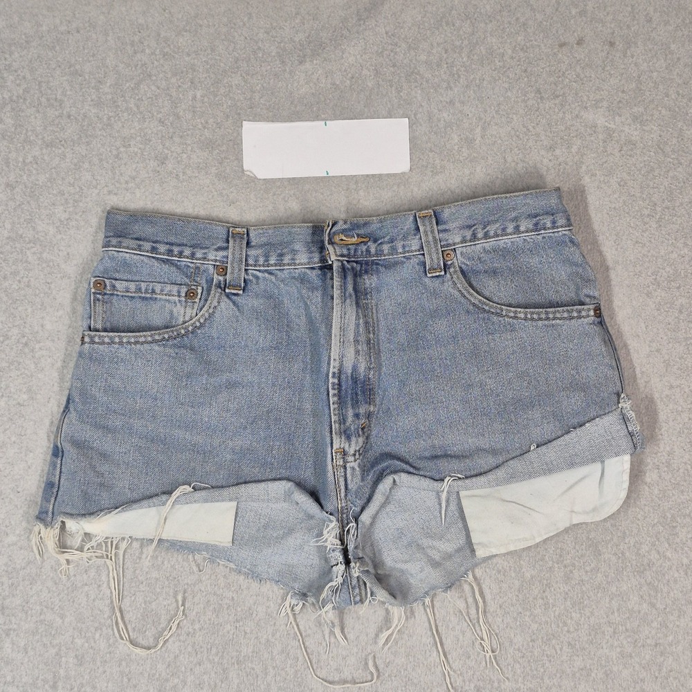 Levi's 517 Women Shorts 34 Light Blue Denim Grunge Pockets Cut Off